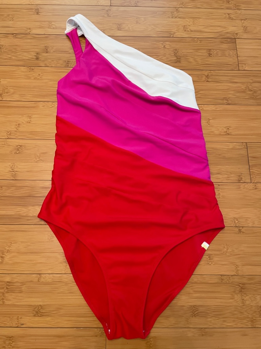 Simmersalt Sidestroke One Piece Swimsuit Size 10 Lava/Hibiscus/White Sand - Picture 2 of 8
